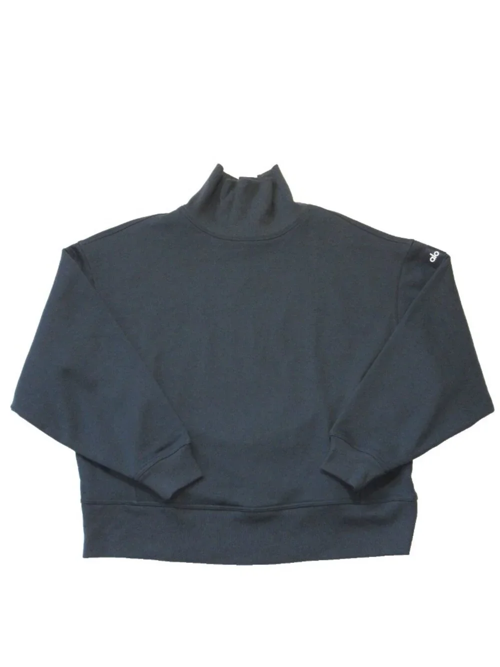 NWT Alo Hazy Mock Neck Pullover in Anthracite Gray Oversized Fleece Sweatshirt M